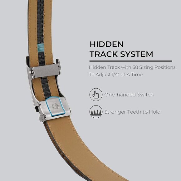 Leather Ratchet Belt for men 1 3/8" for Dress Pants - Micro Adjustable Belt - Picture 2 of 6